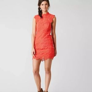 Intimately Free People Coral Orange Lace Daydream Mini Dress Med